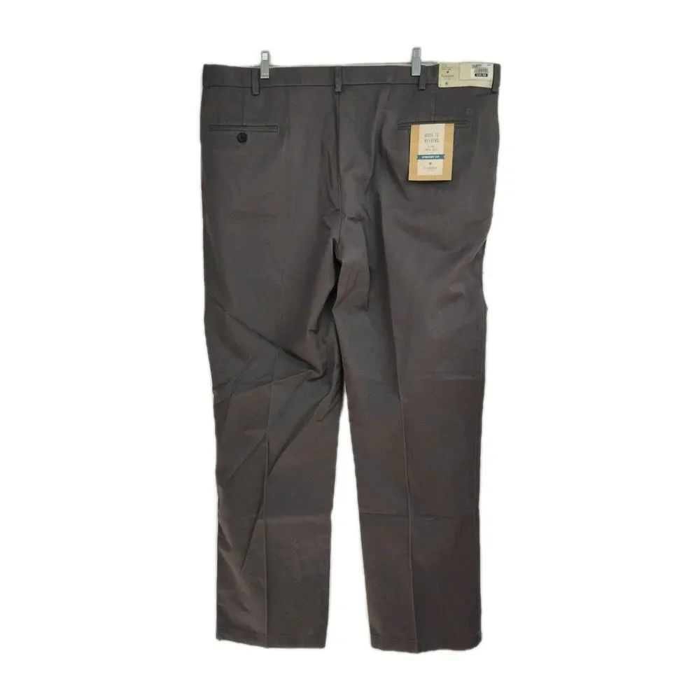 NWT Haggar Straight Fit Khaki Pants Men's 42x32‎ Gray Straight Leg
